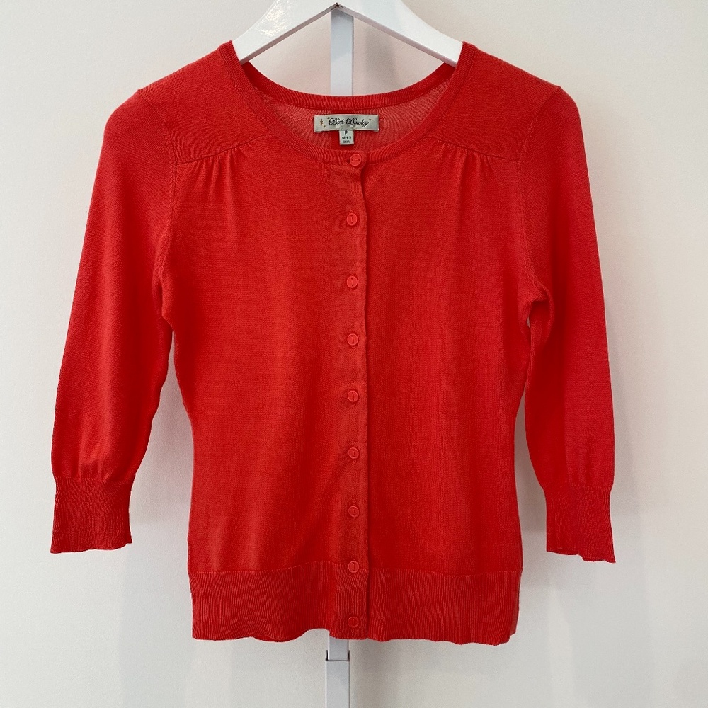 BETH BOWLEY CORAL COTTON CARDIGAN PETITE NWOTS!